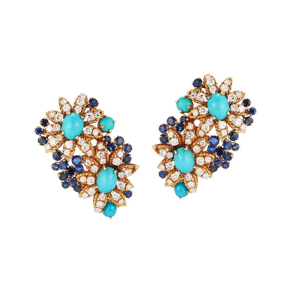 Van cleef alhambra turquoise earrings Clearance