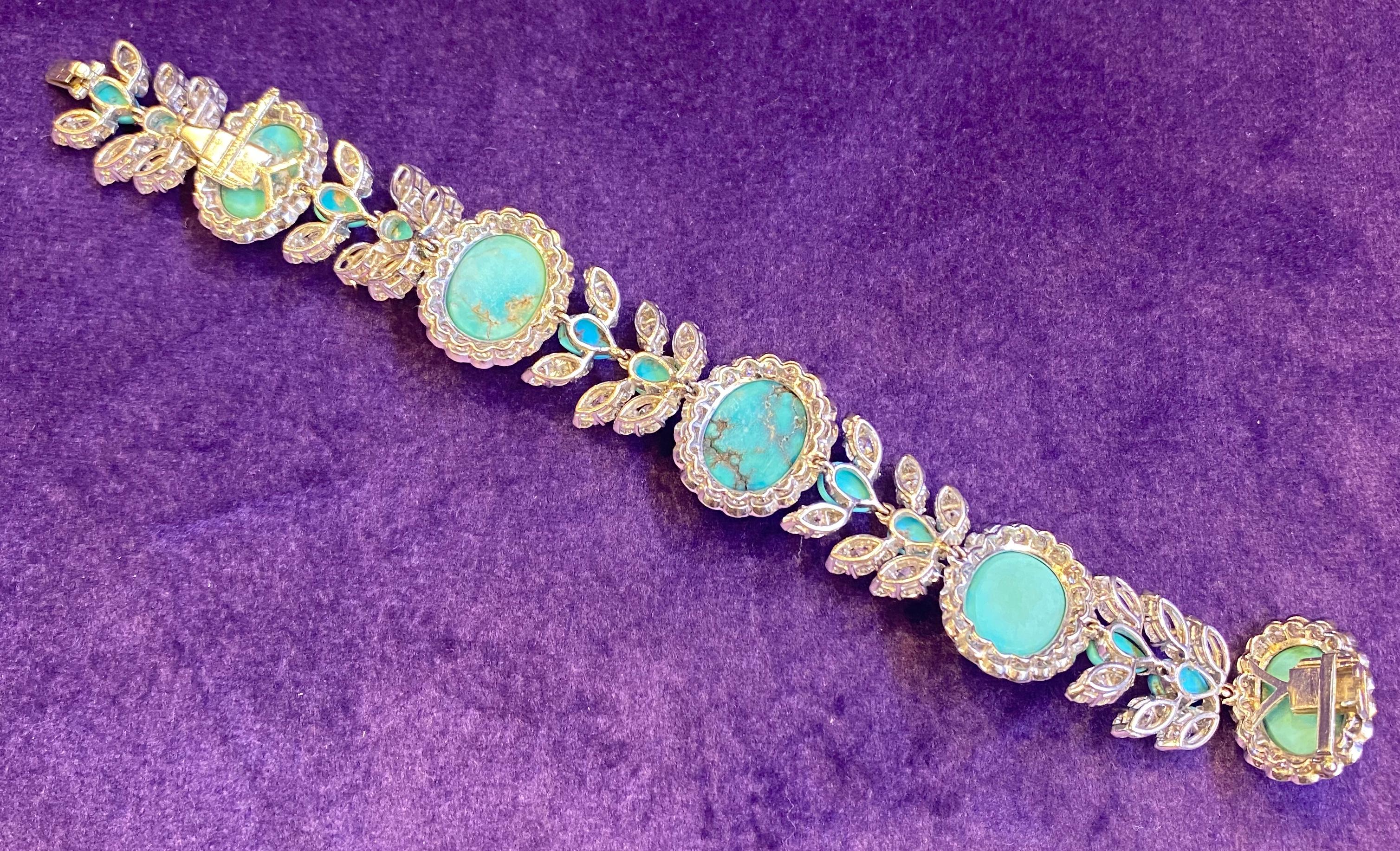 Cabochon Van Cleef & Arpels Turquoise & Diamond Bracelet