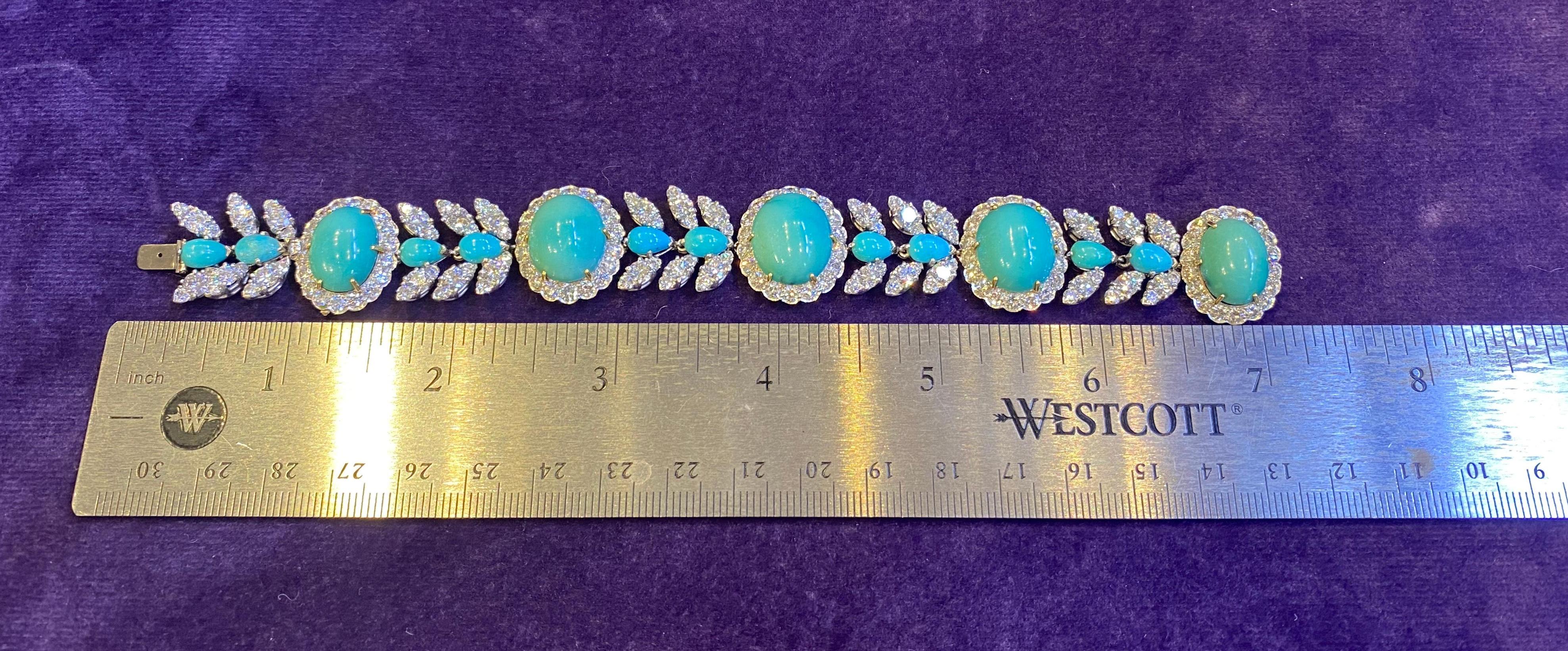 Van Cleef & Arpels Turquoise & Diamond Bracelet In Excellent Condition In New York, NY