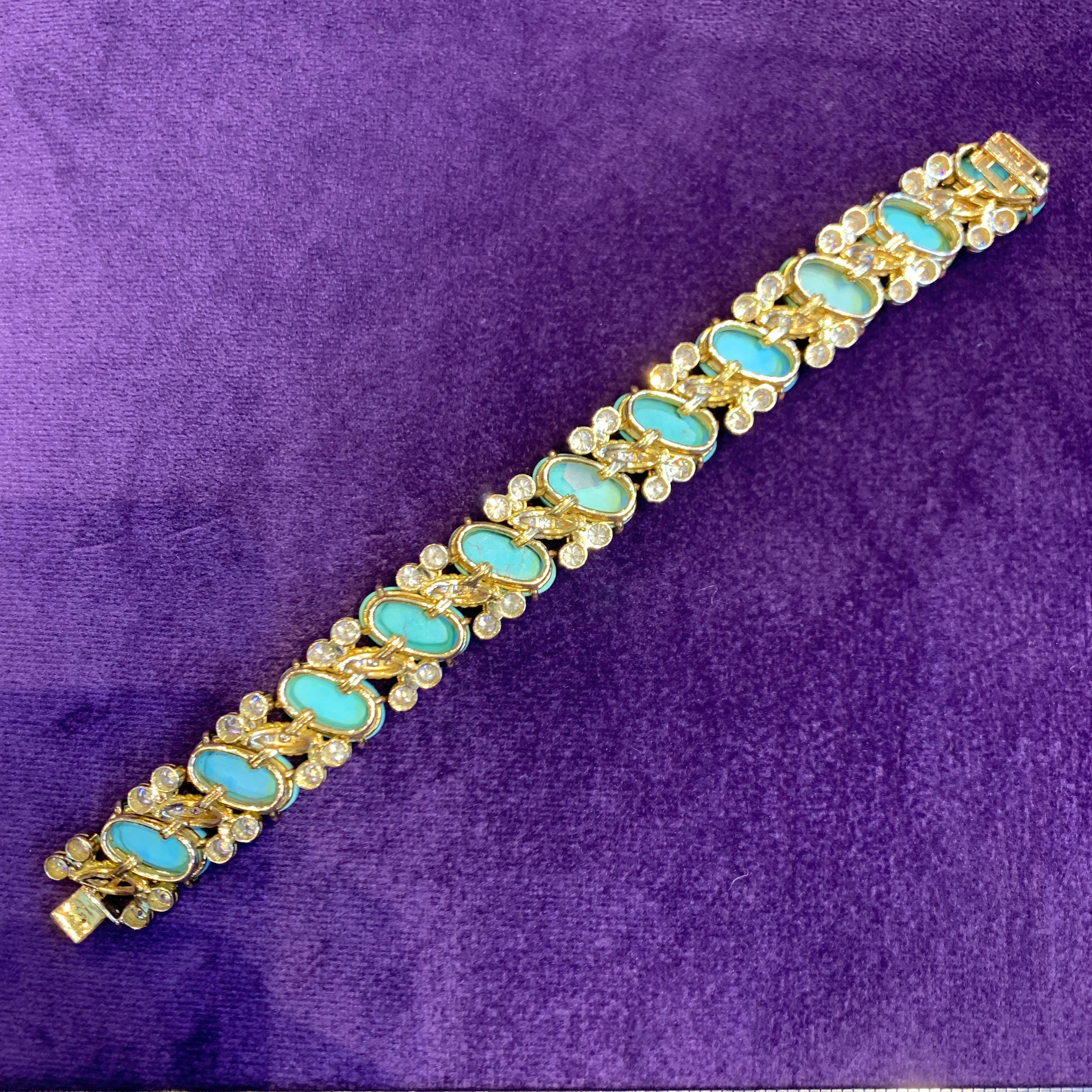 Women's Van Cleef & Arpels Turquoise & Diamond Bracelet For Sale