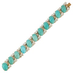 Retro Van Cleef & Arpels Turquoise & Diamond Bracelet