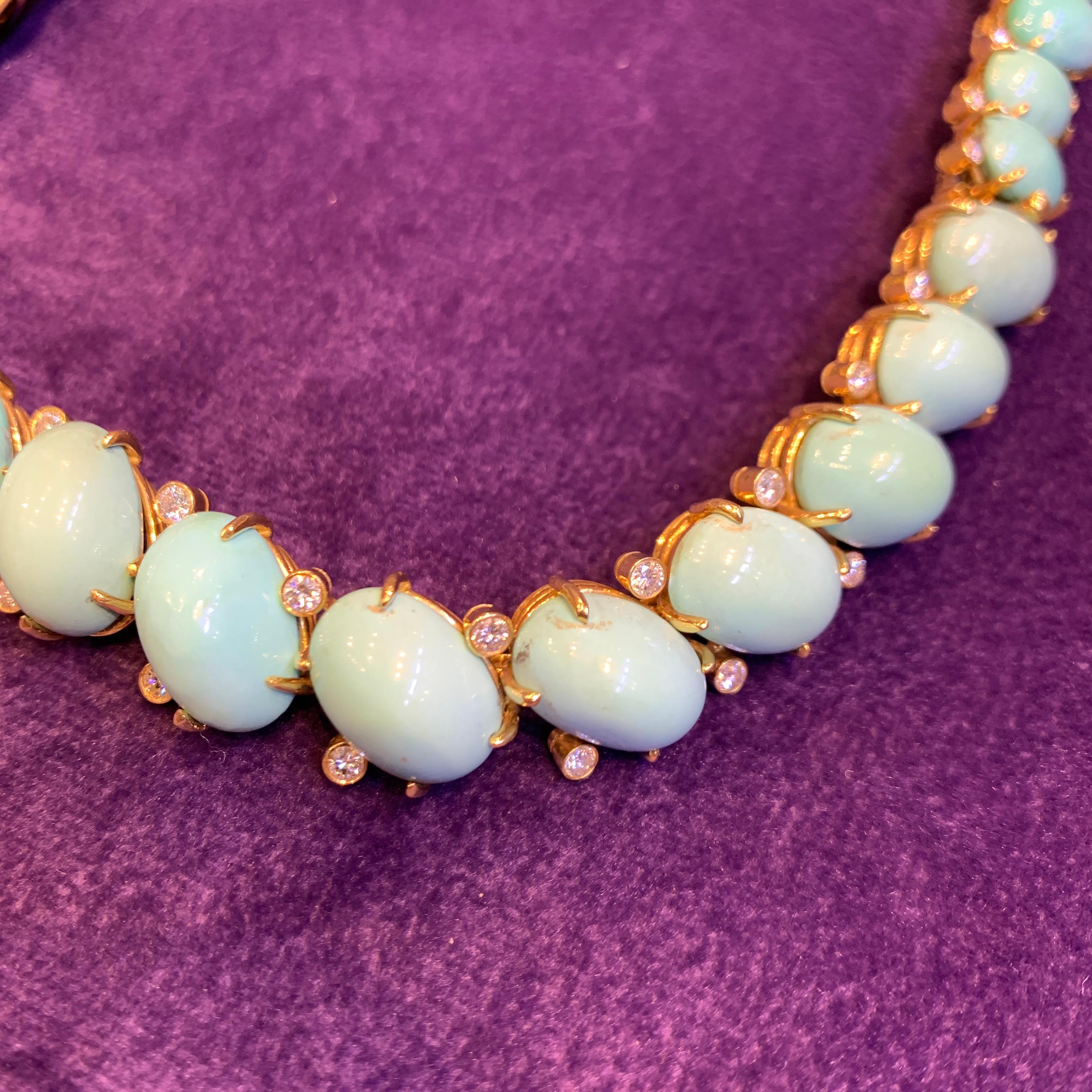 Van Cleef & Arpels Turquoise & Diamond Convertible Necklace For Sale 5