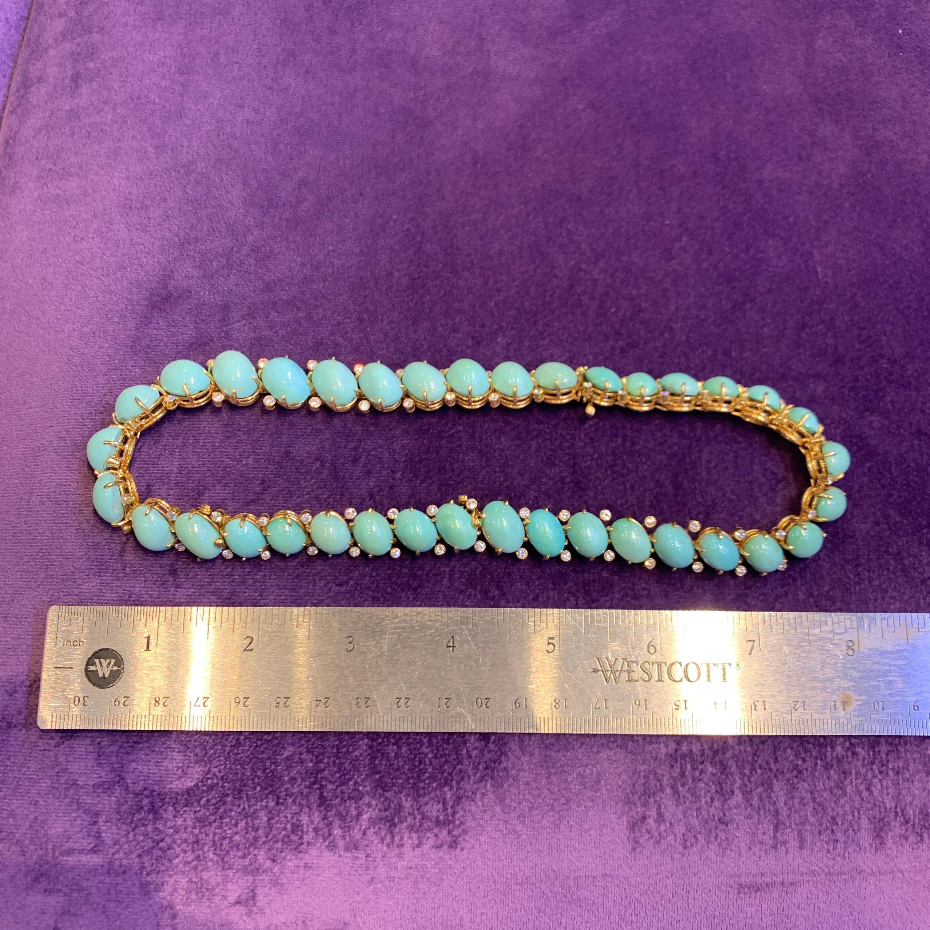 Van Cleef & Arpels Turquoise & Diamond Convertible Necklace For Sale 7