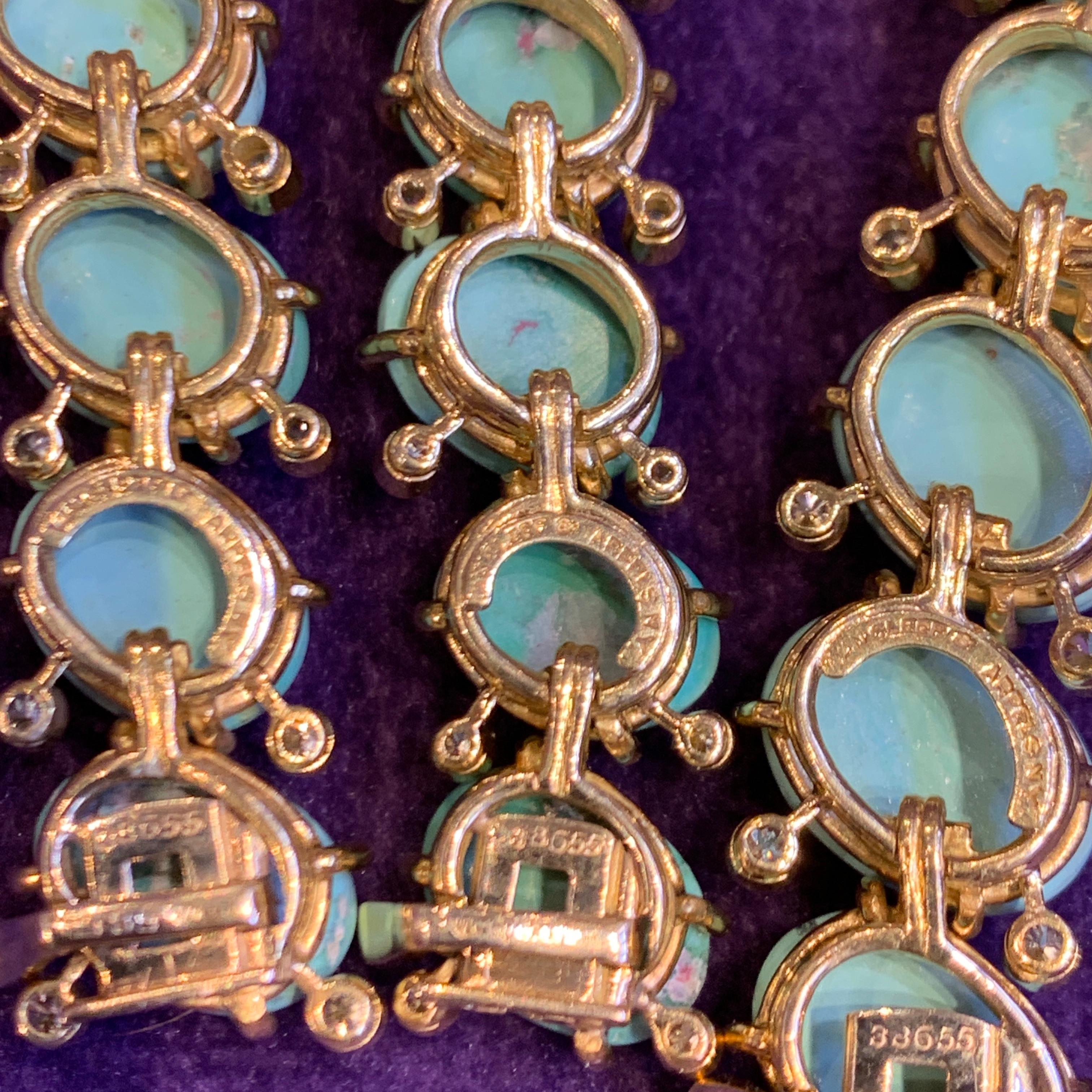 Women's Van Cleef & Arpels Turquoise & Diamond Convertible Necklace For Sale