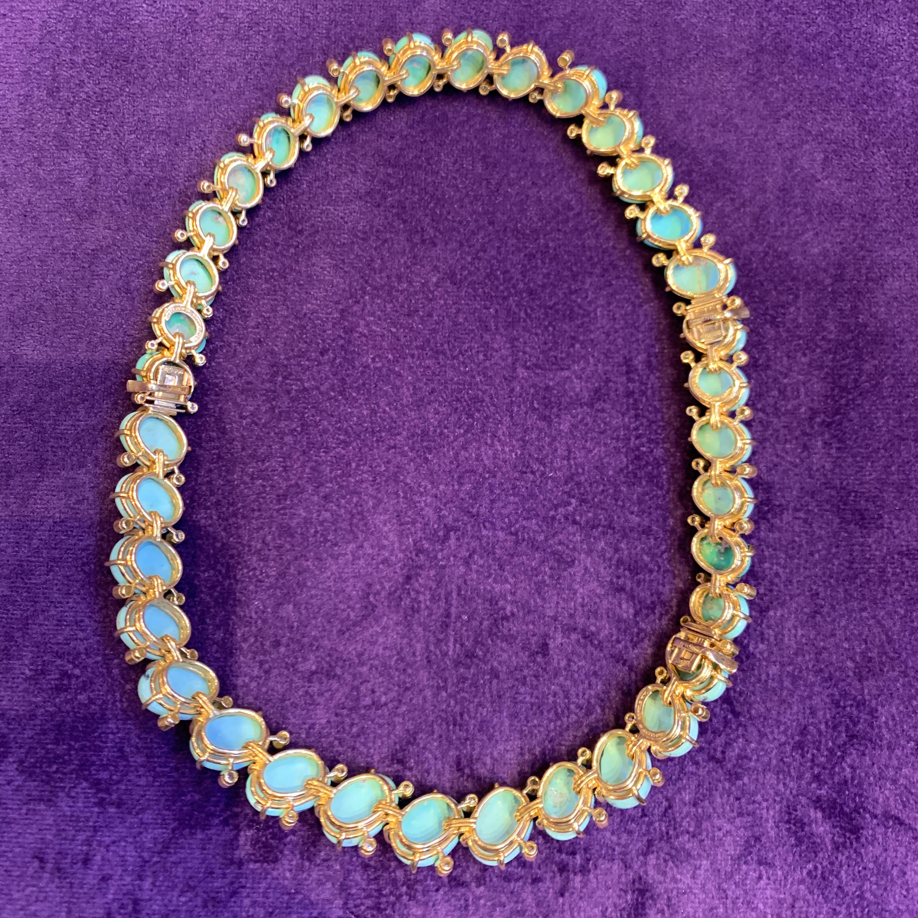 Van Cleef & Arpels Turquoise & Diamond Convertible Necklace For Sale 4