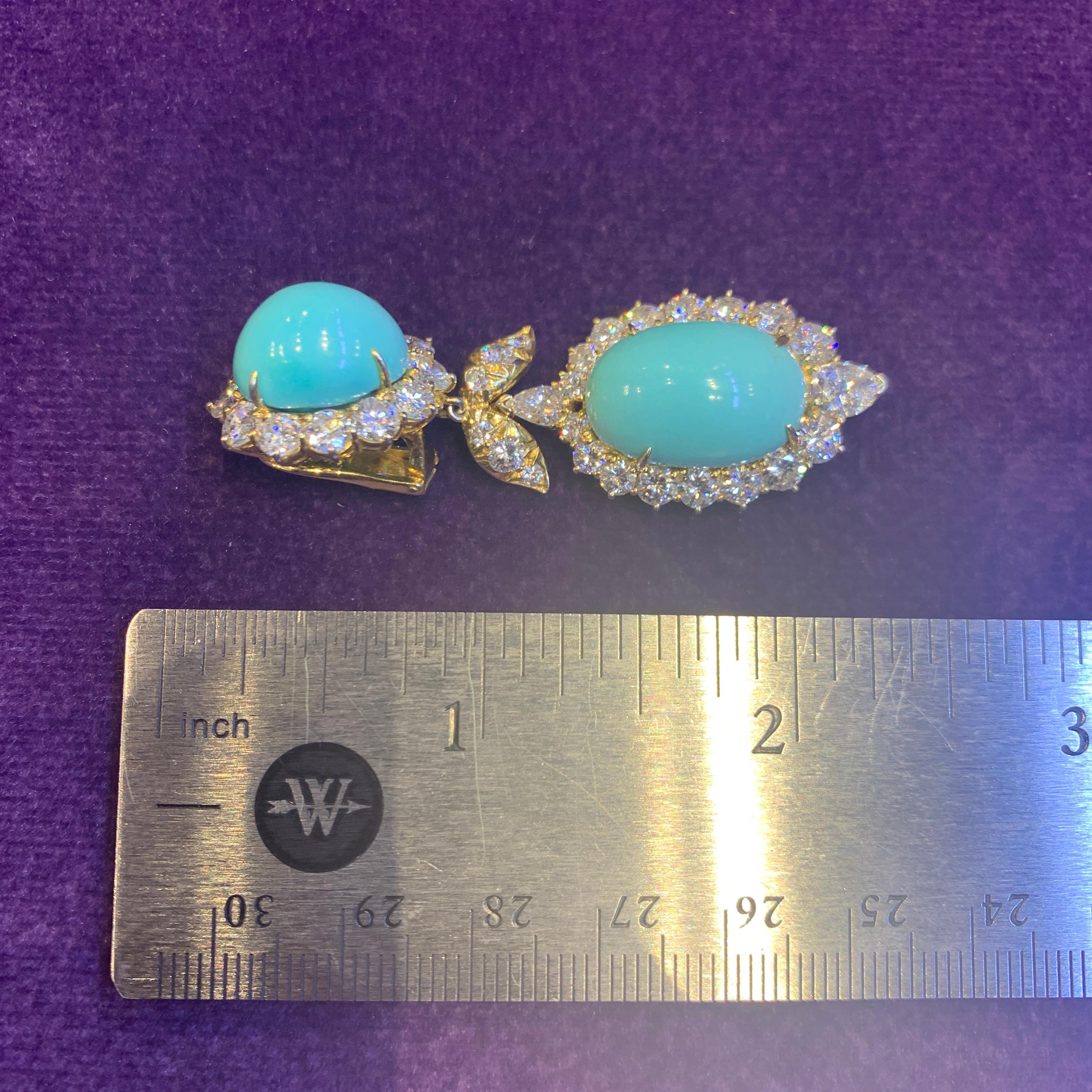 Van Cleef & Arpels Turquoise & Diamond Day & Night Earrings 3