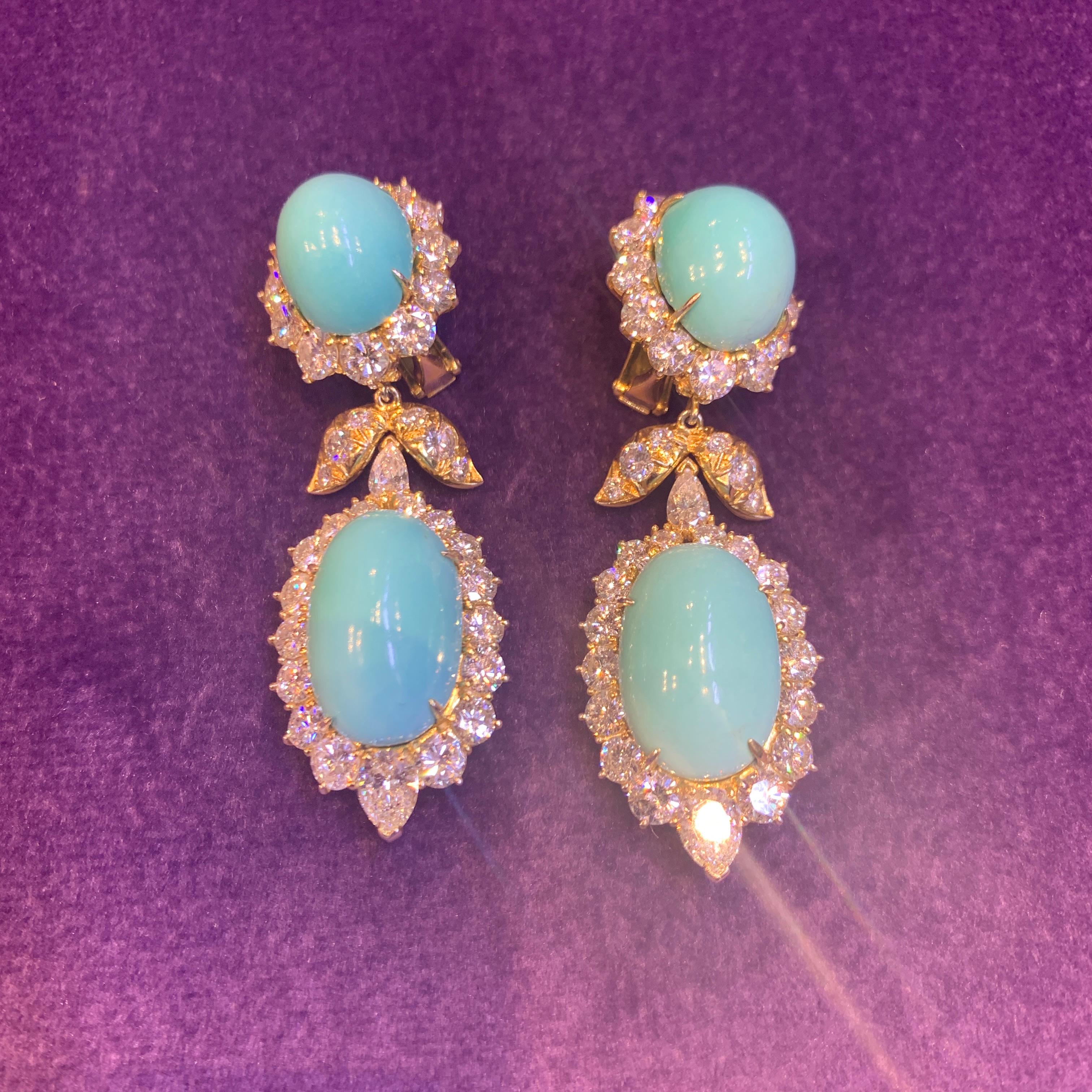 Women's Van Cleef & Arpels Turquoise & Diamond Day & Night Earrings