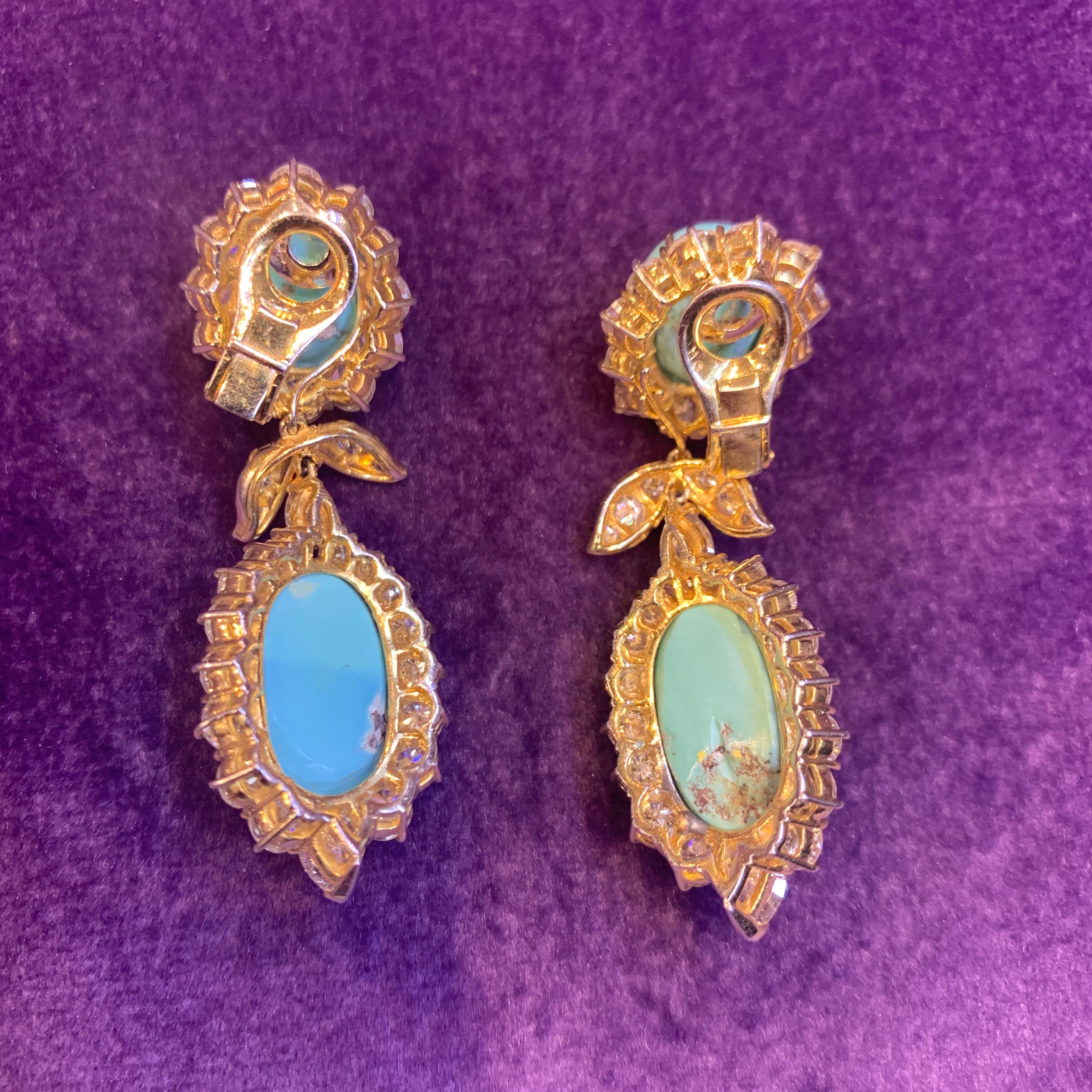 Van Cleef & Arpels Turquoise & Diamond Day & Night Earrings 2