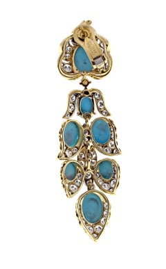 Van Cleef & Arpels Turquoise Diamond Drop Earrings