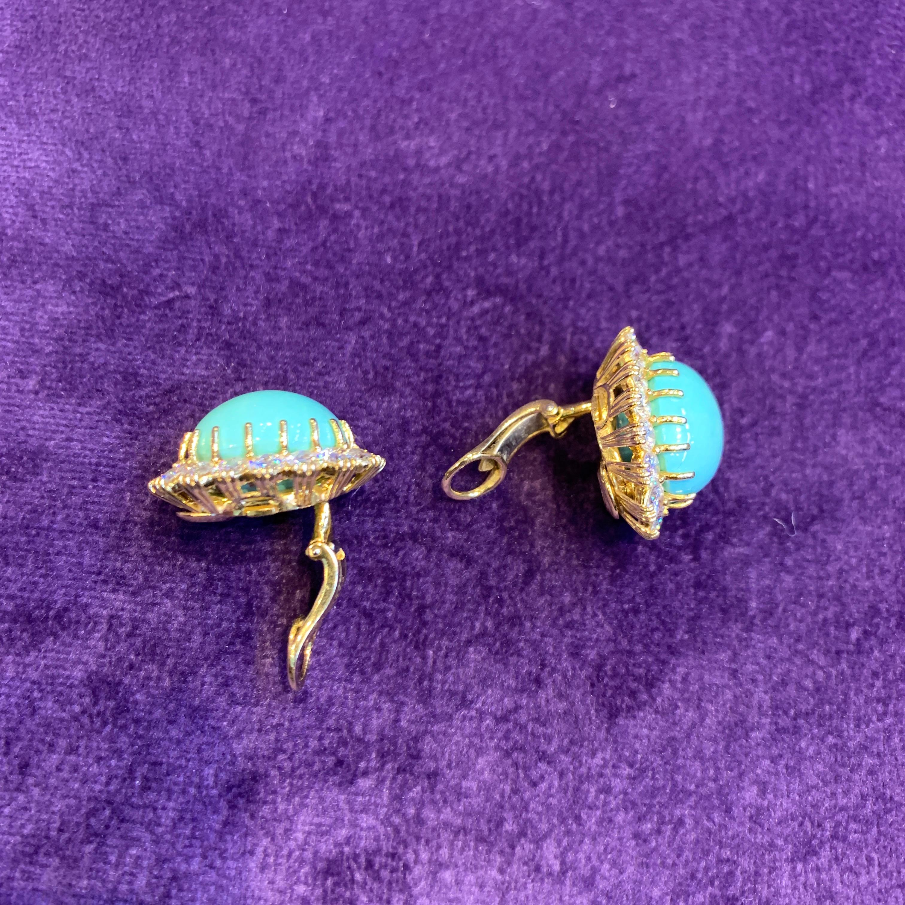 Van Cleef & Arpels Turquoise & Diamond Earrings 5