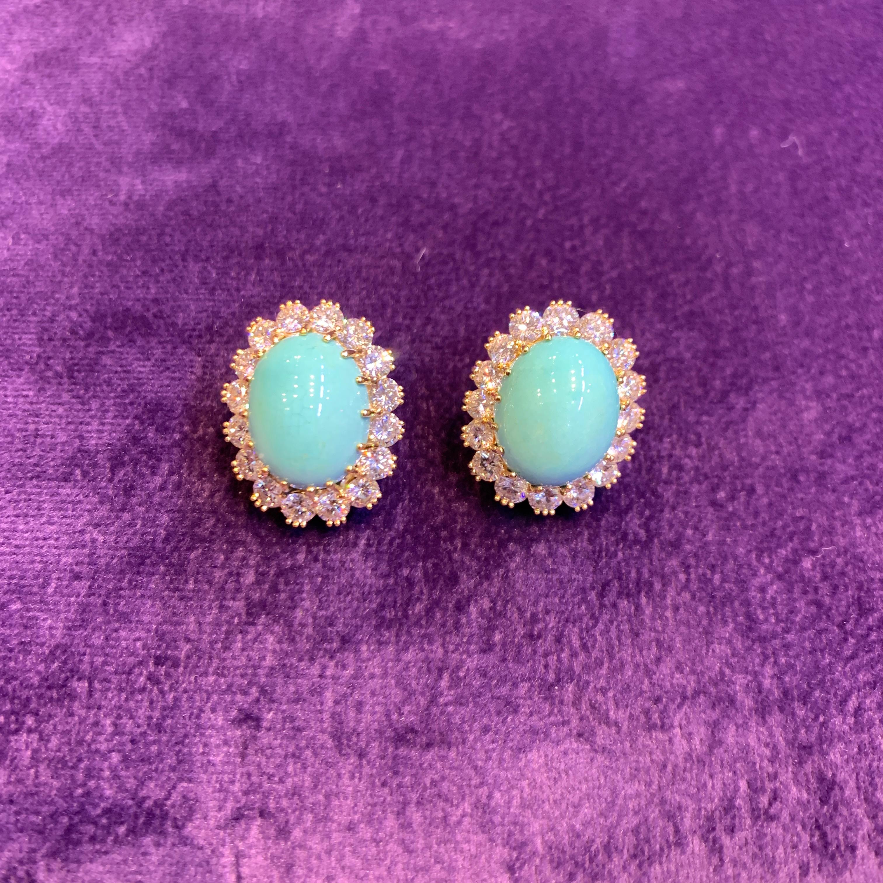 Van Cleef & Arpels Turquoise & Diamond Earrings 1