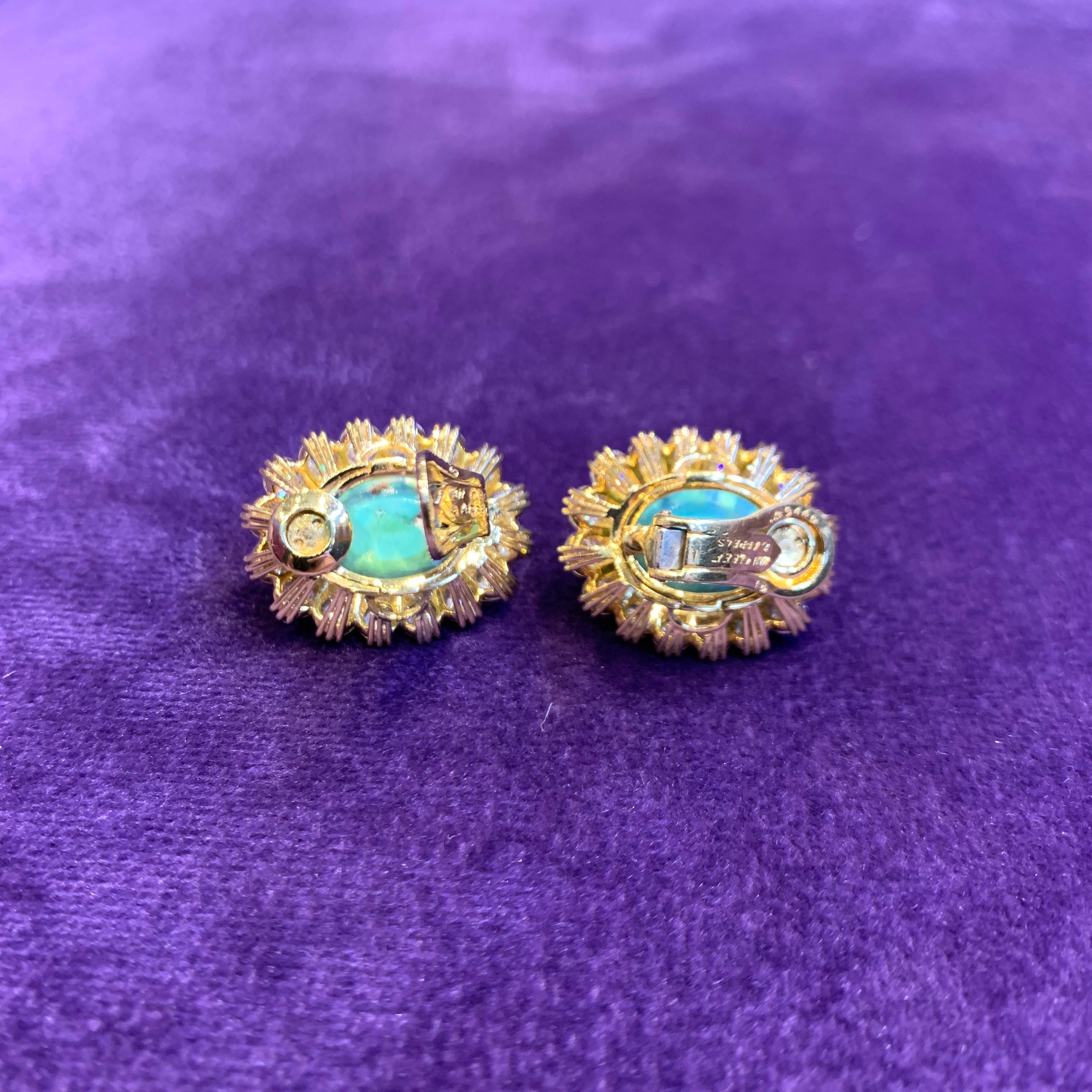 Van Cleef & Arpels Turquoise & Diamond Earrings 4