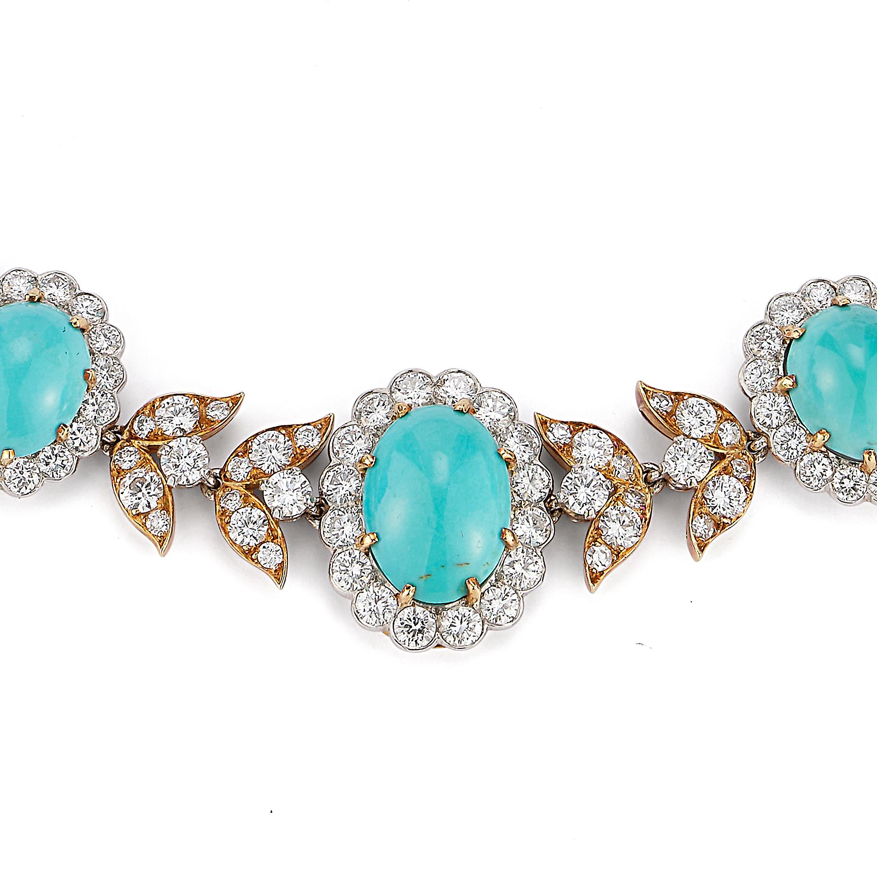 Van Cleef & Arpels Halskette mit Türkis und Diamanten (Cabochon)