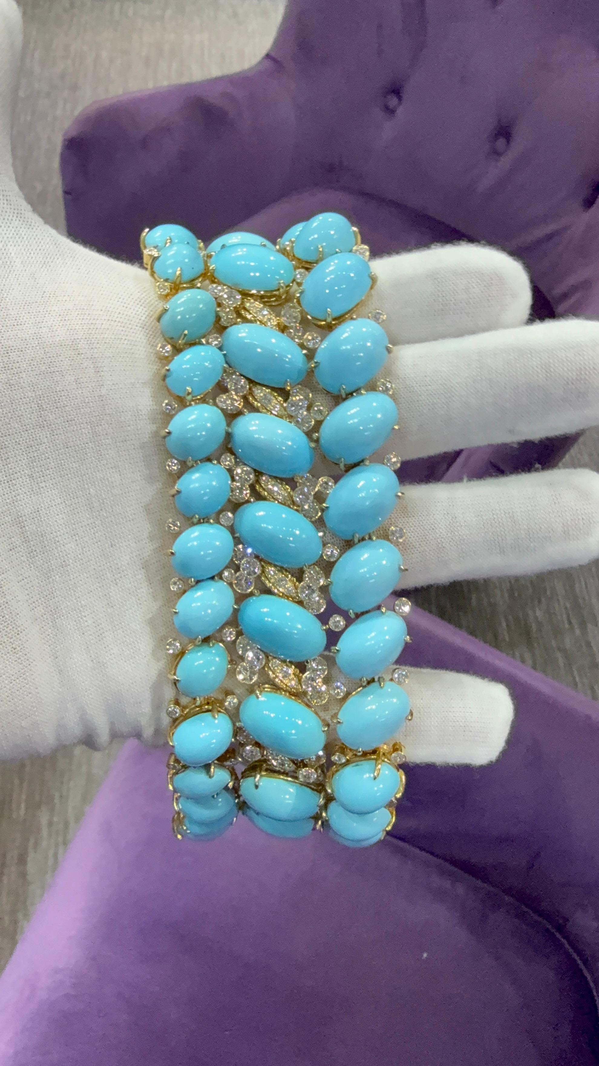 Taglio rotondo Van Cleef & Arpels Set di turchesi e diamanti in vendita