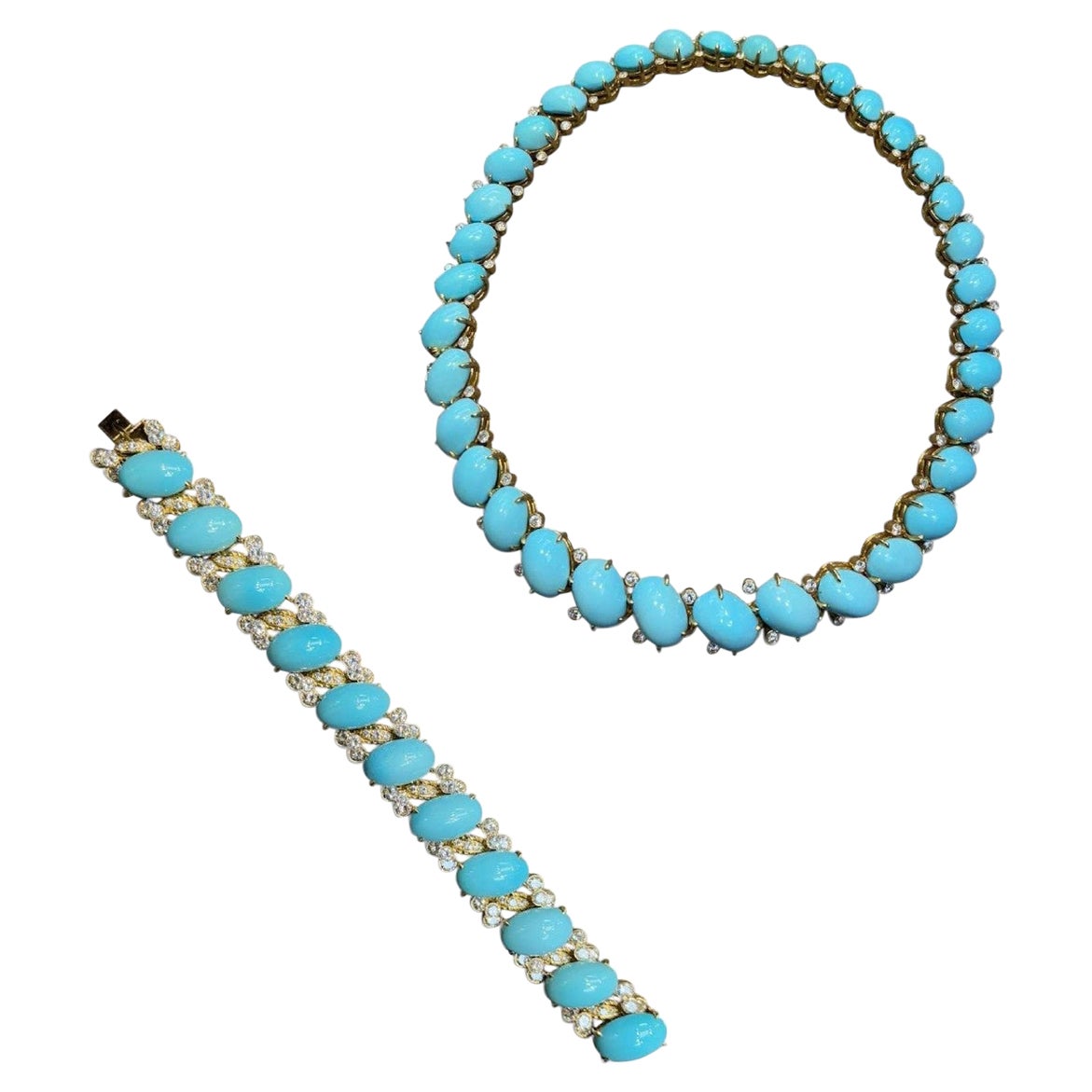 Van Cleef & Arpels Set di turchesi e diamanti in vendita