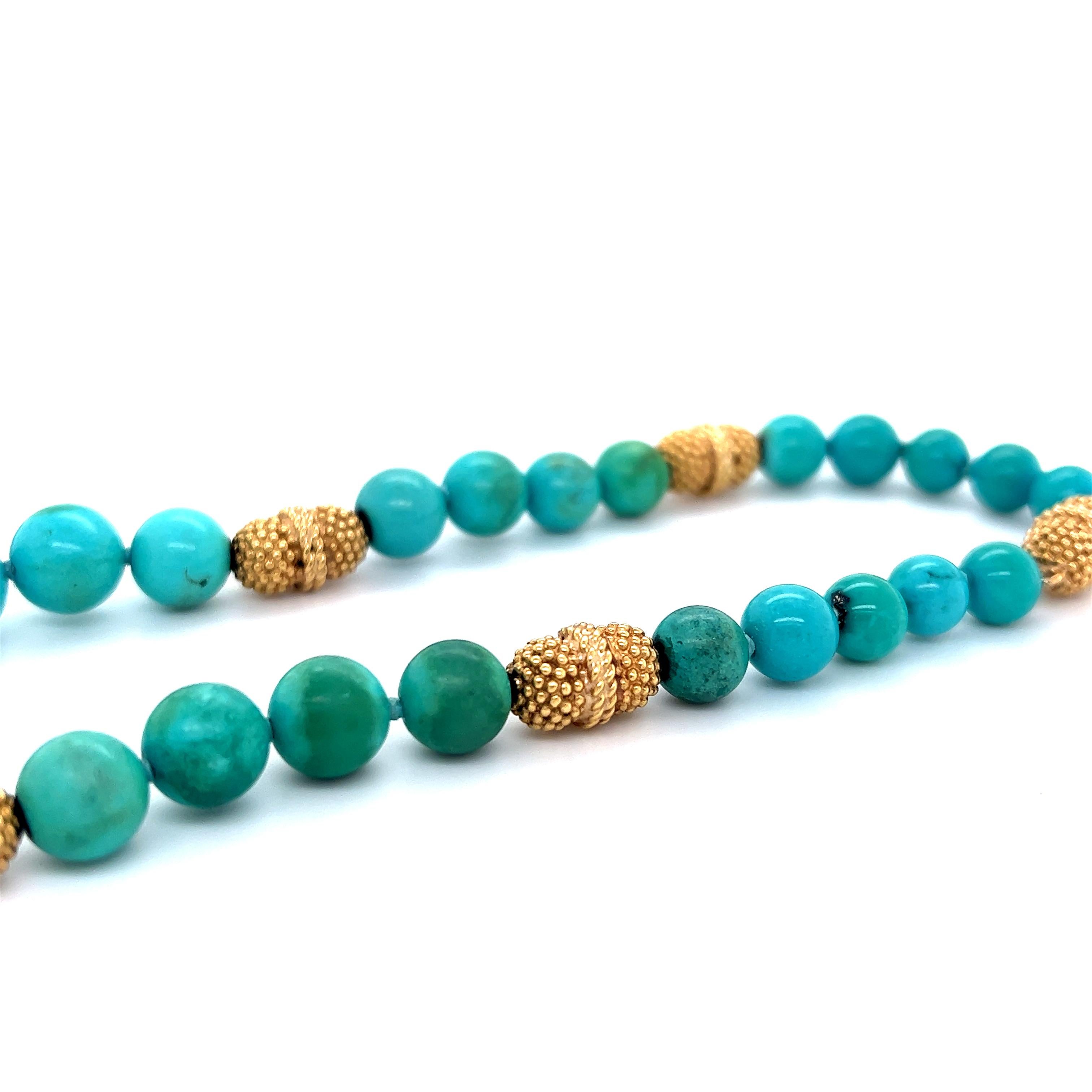 Van Cleef & Arpels Turquoise & Gold Bead Necklace  4