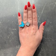 Van Cleef & Arpels Turquoise Mother-Of-Pearl 18K Lucky Alhambra Butterfly Ring