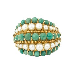 Van Cleef & Arpels Turquoise Pearl 18 Karat Yellow Gold Dome Twist Ring