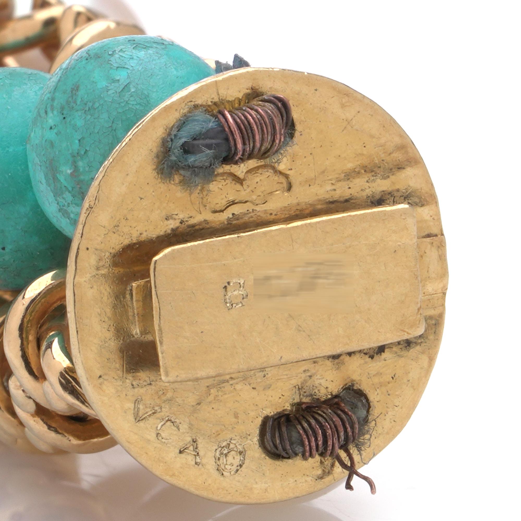 Pulsera Van Cleef & Arpels de turquesa, perlas y oro, alrededor de los años 1960-1970 en venta 2