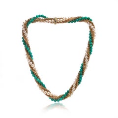Van Cleef & Arpels Türkis-, Perlen- und Goldcollier, ca. 1960-1970er Jahre