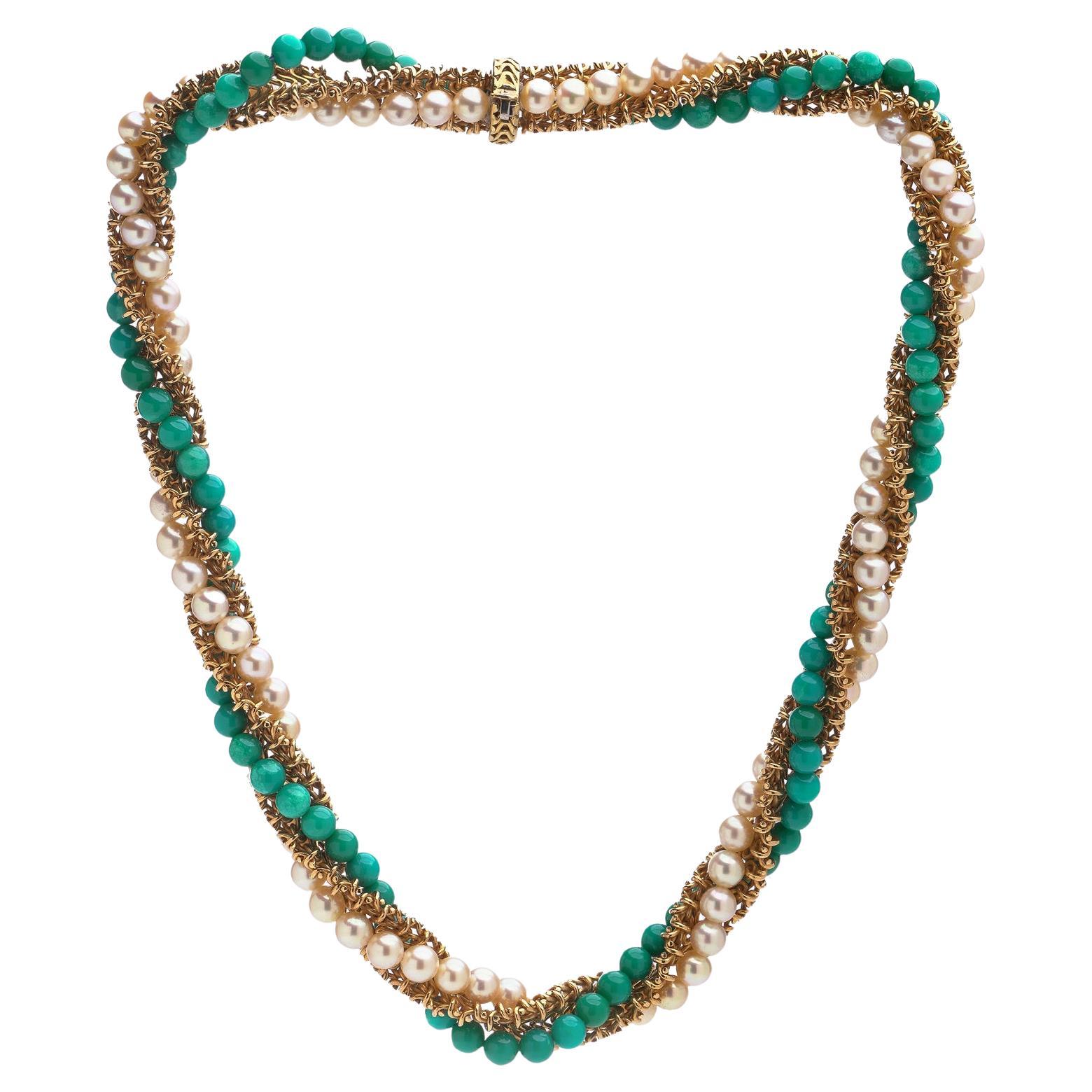 Collana Van Cleef 
Arpels in turchese, perle e oro, circa anni 
60-
70