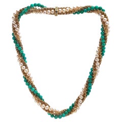 Van Cleef & Arpels turquoise, pearl and gold twist necklace, circa 1960s–1970s