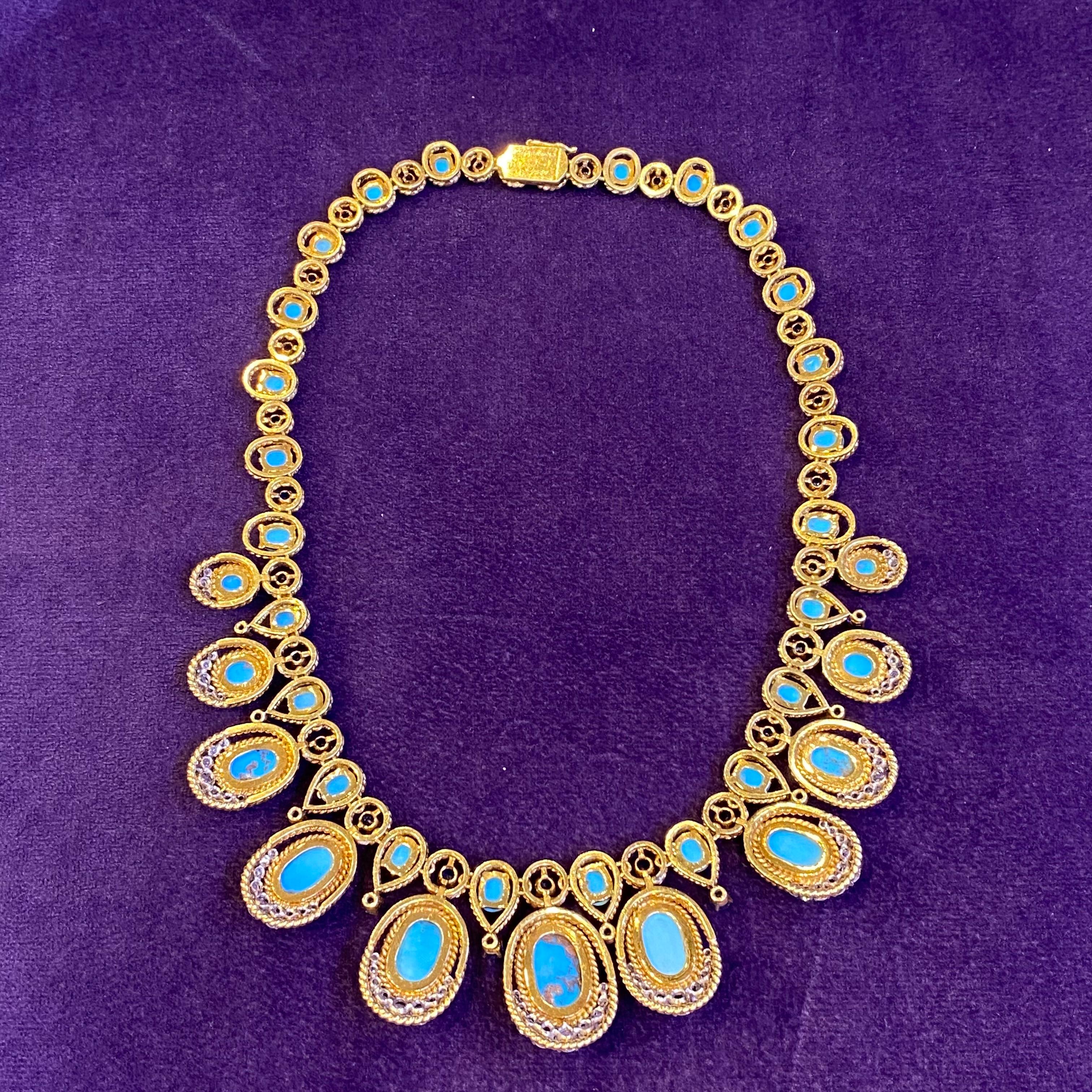 Van Cleef & Arpels Turquoise Sapphire & Diamond Necklace 6