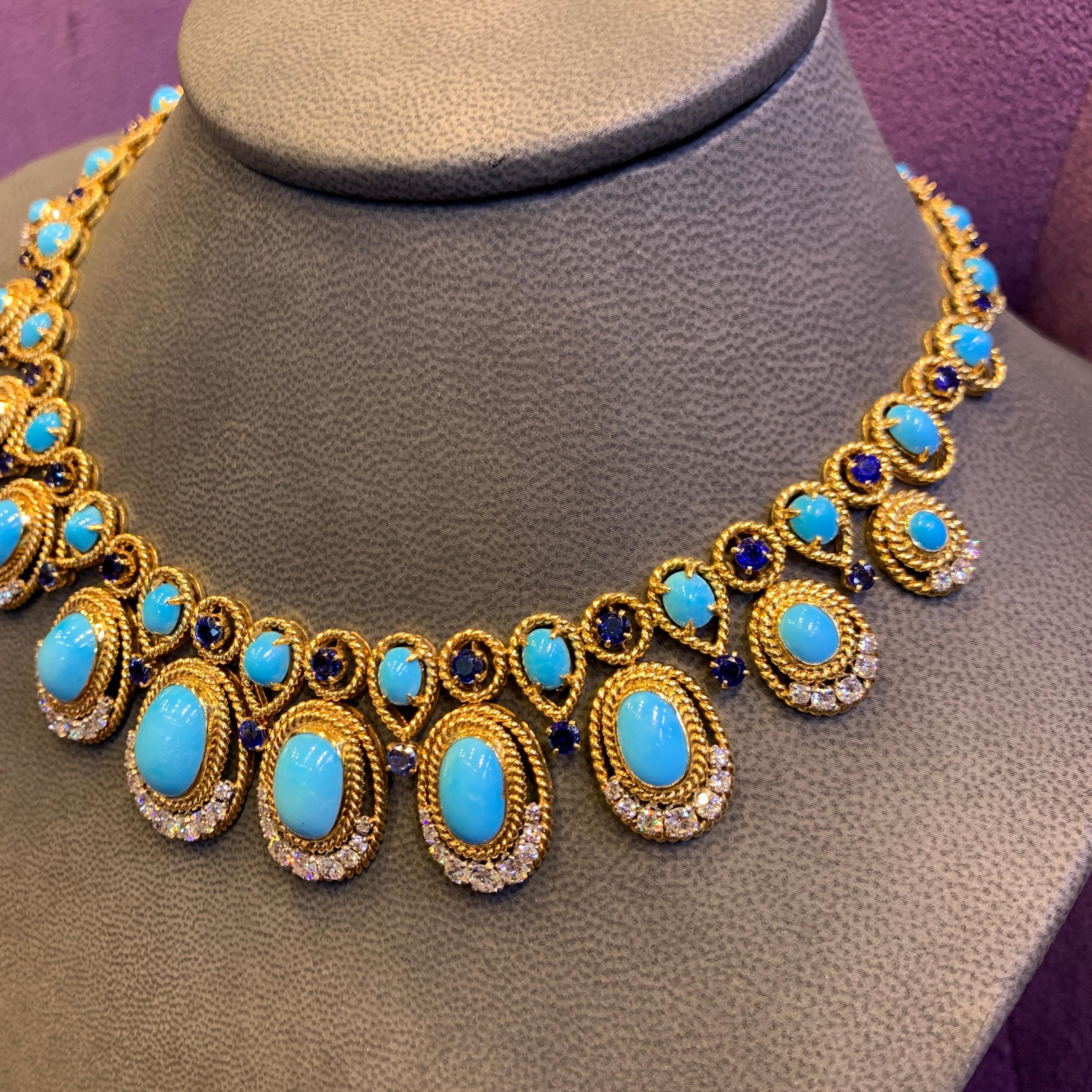 Van Cleef & Arpels Turquoise Sapphire & Diamond Necklace 1