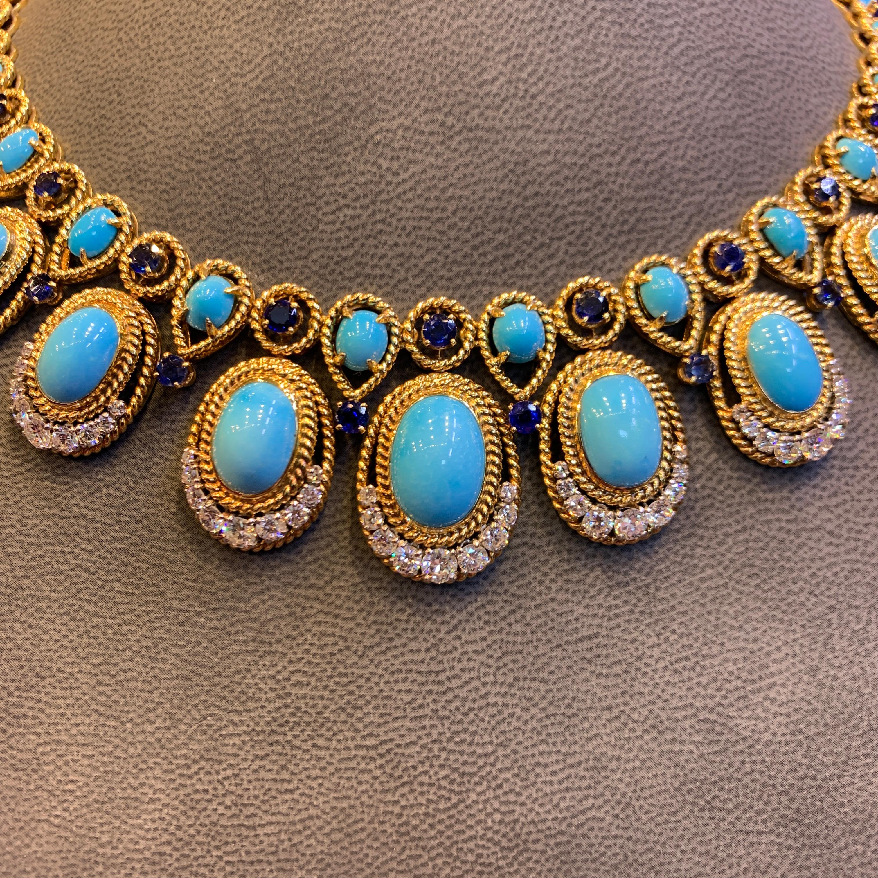 Van Cleef & Arpels Turquoise Sapphire & Diamond Necklace 2