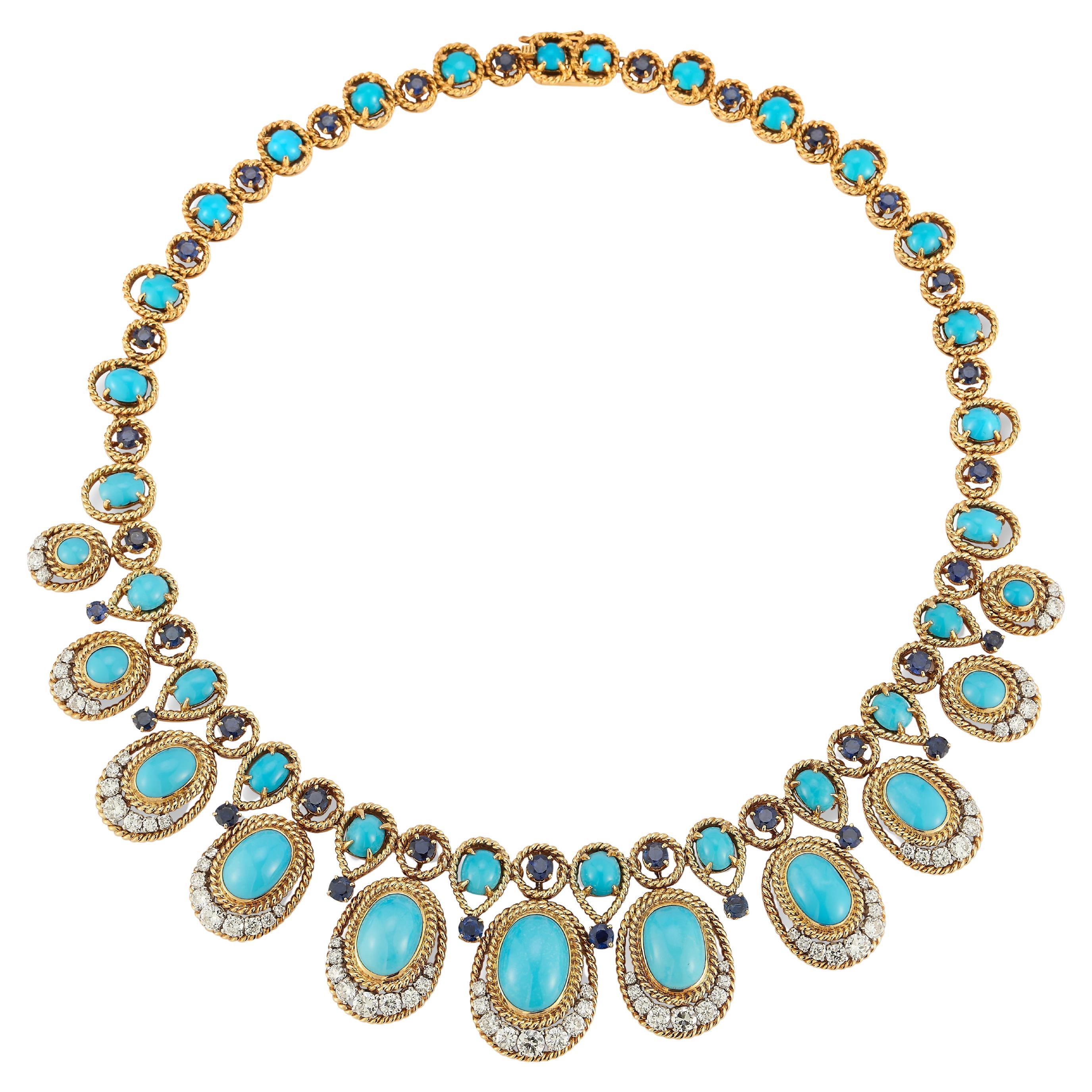 Van Cleef & Arpels Halskette mit türkisfarbenem Saphir und Diamant