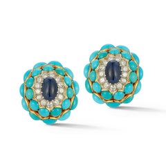 Van Cleef & Arpels Turquoise & Sapphire Earrings