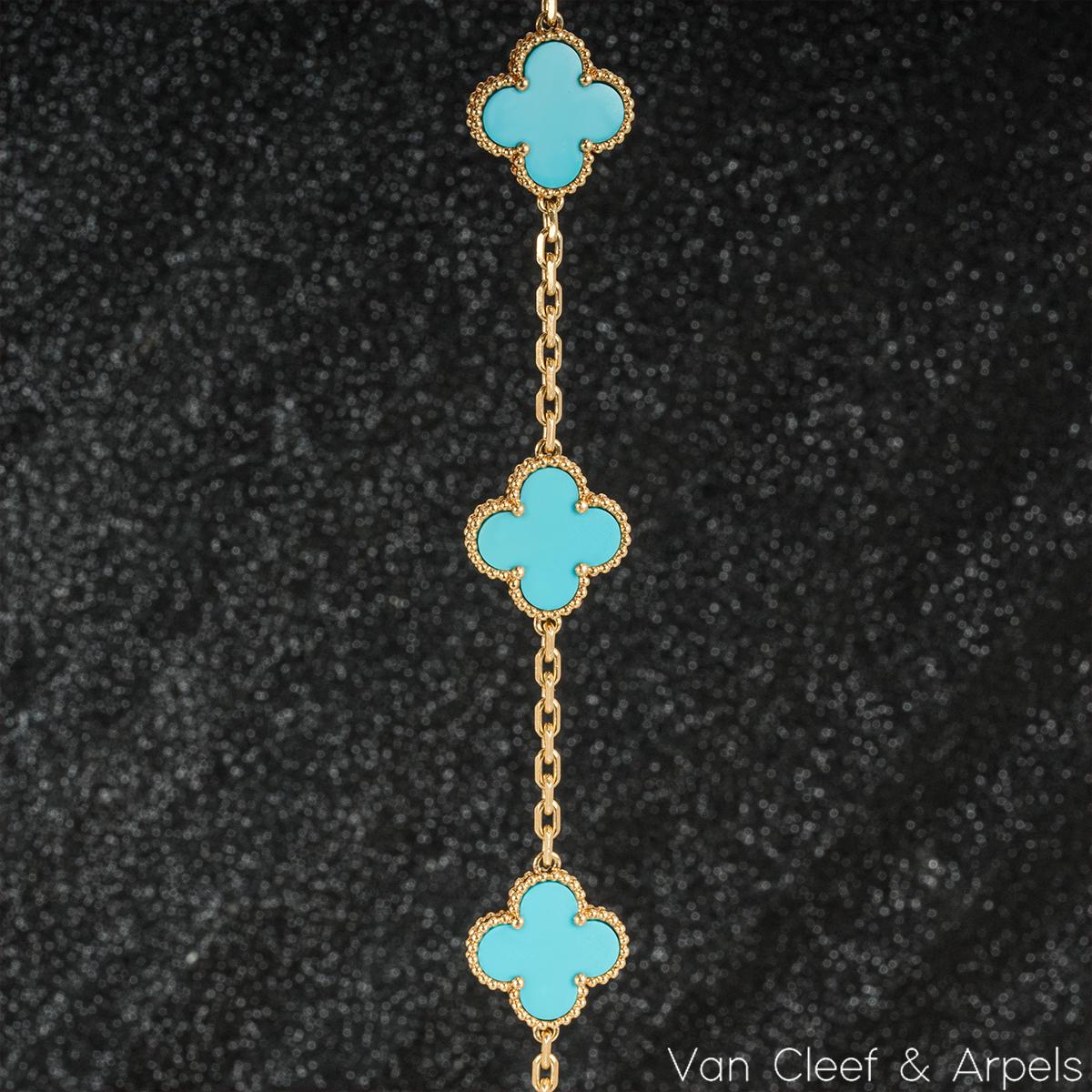 Women's Van Cleef & Arpels Turquoise Vintage Alhambra Bracelet VCARA4200