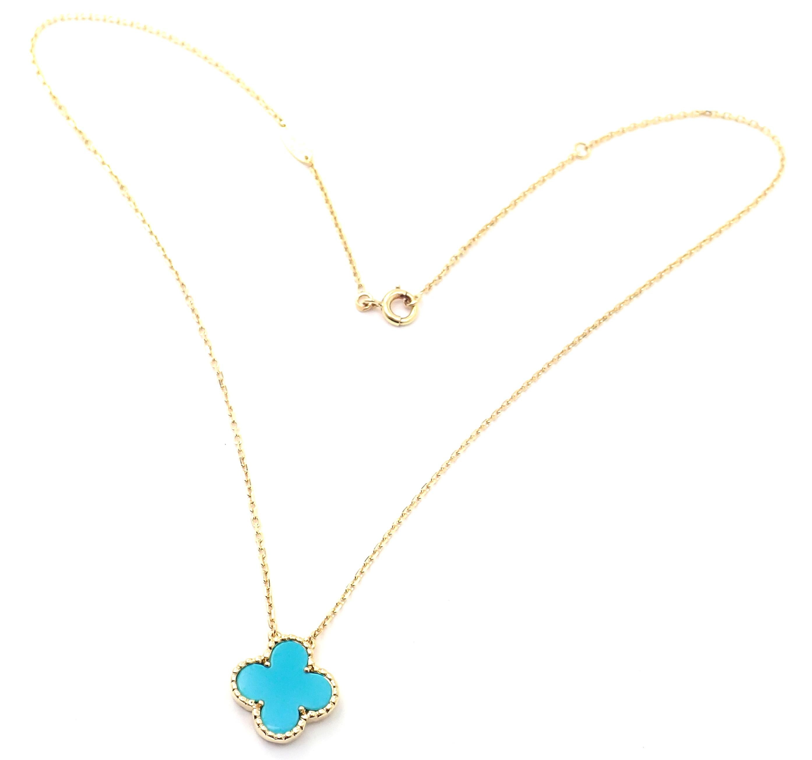 Van Cleef & Arpels Türkis Vintage Alhambra Gelbgold-Anhänger Halskette für Damen oder Herren