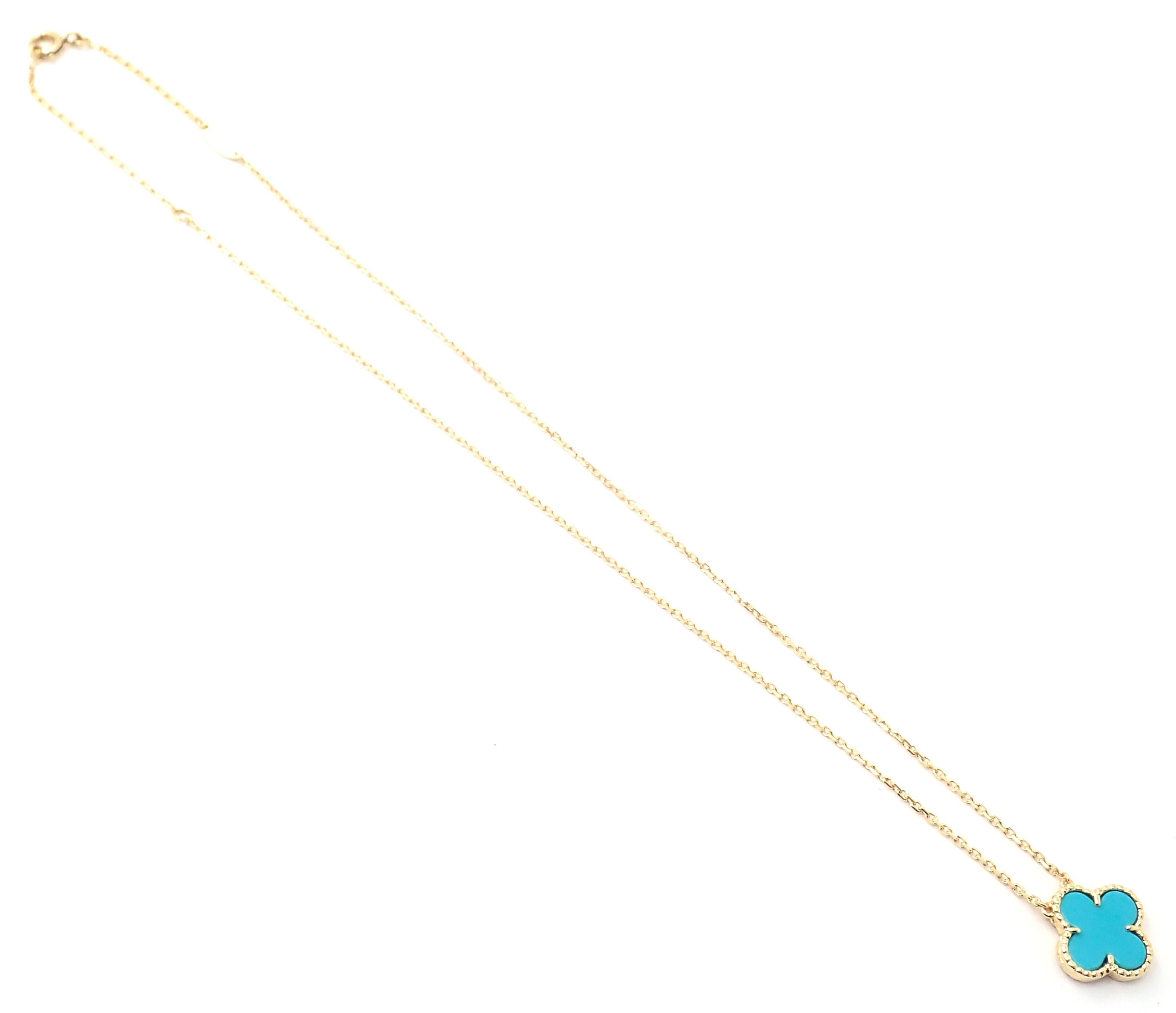 Van Cleef & Arpels Türkis Vintage Alhambra Gelbgold-Anhänger Halskette 1
