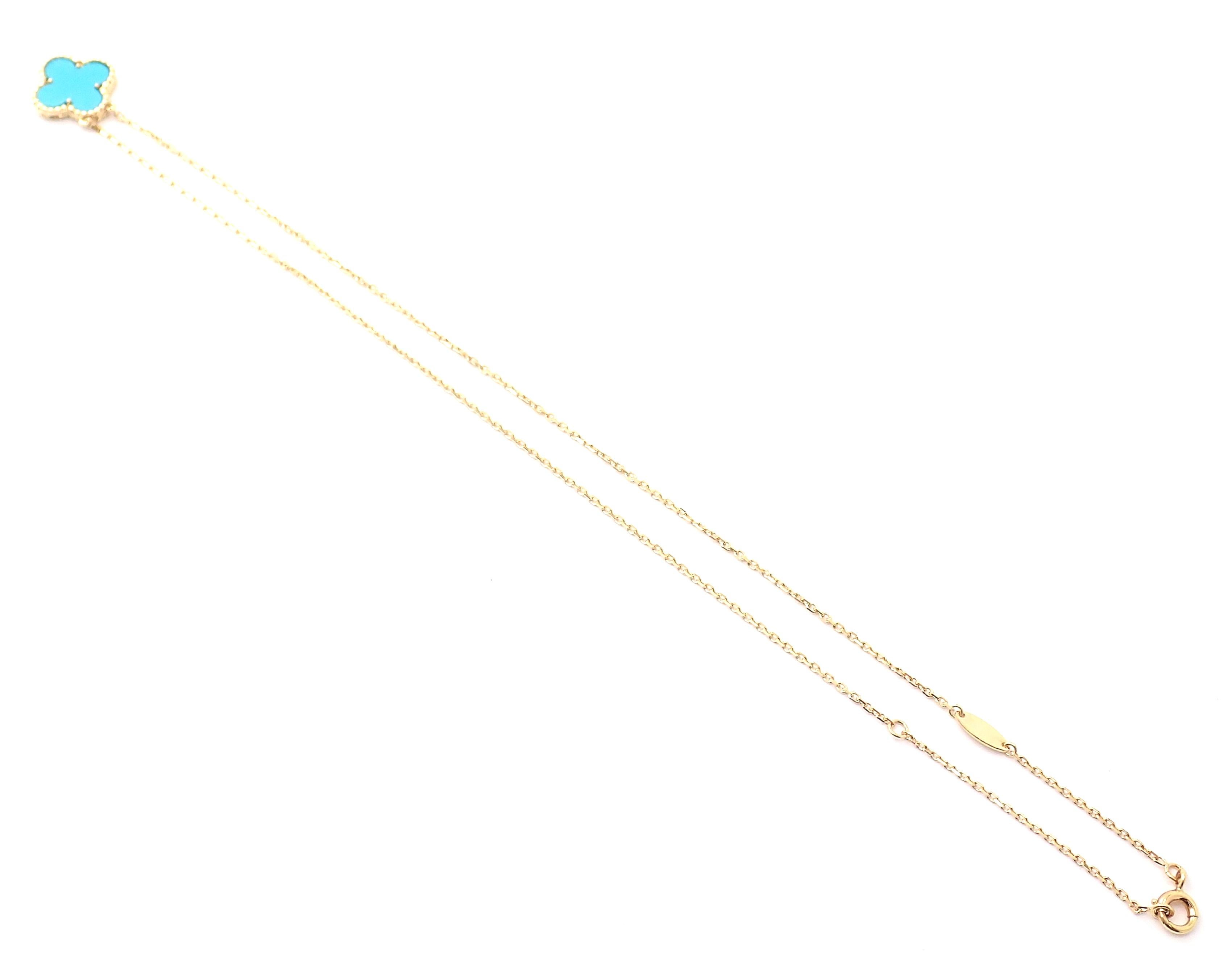 Van Cleef & Arpels Türkis Vintage Alhambra Gelbgold-Anhänger Halskette 2