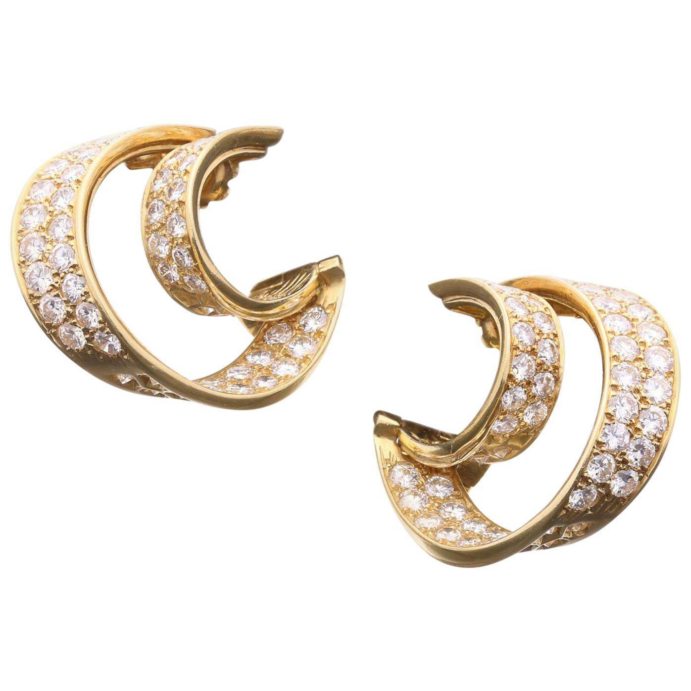 VAN CLEEF and ARPELS Gold and Hardstone Doorknocker Hoops at 1stDibs