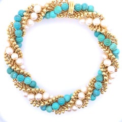Van Cleef & Arpels 'Twist' Turquoise and Pearl Bracelet, Circa 1965