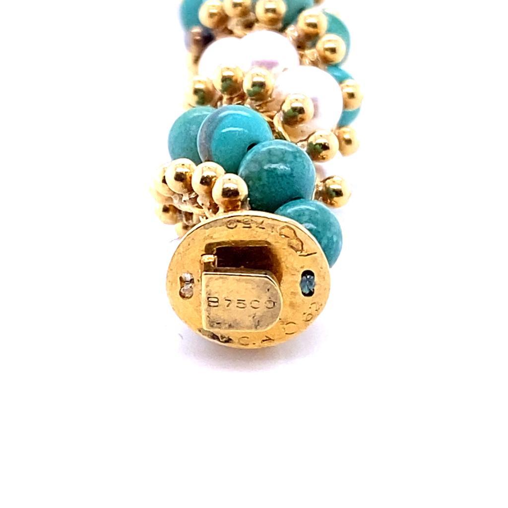 Van Cleef & Arpels Bracelet « Twist » en turquoise et perles, circa 1965 Bon état - En vente à London, GB