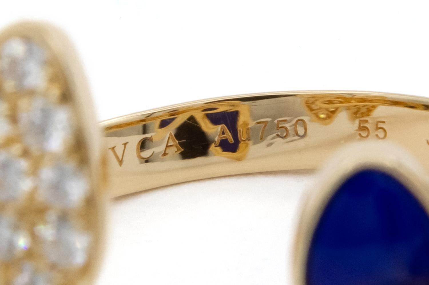 Van Cleef & Arpels Two Butterfly Between The Finger Ring Diamond Lapis Lazuli 5