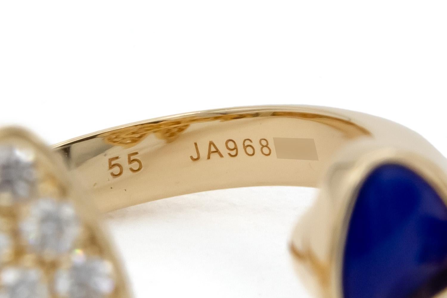Van Cleef & Arpels Two Butterfly Between The Finger Ring Diamond Lapis Lazuli 6