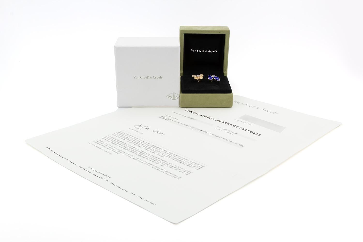 Van Cleef & Arpels Two Butterfly Between The Finger Ring Diamond Lapis Lazuli 7