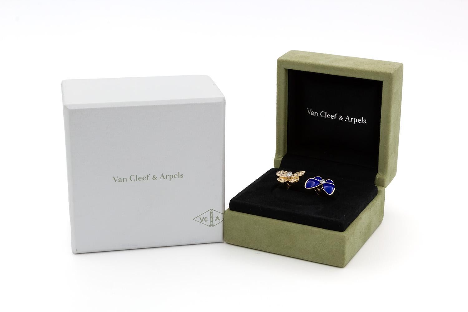 Van Cleef & Arpels Two Butterfly Between The Finger Ring Diamond Lapis Lazuli 8