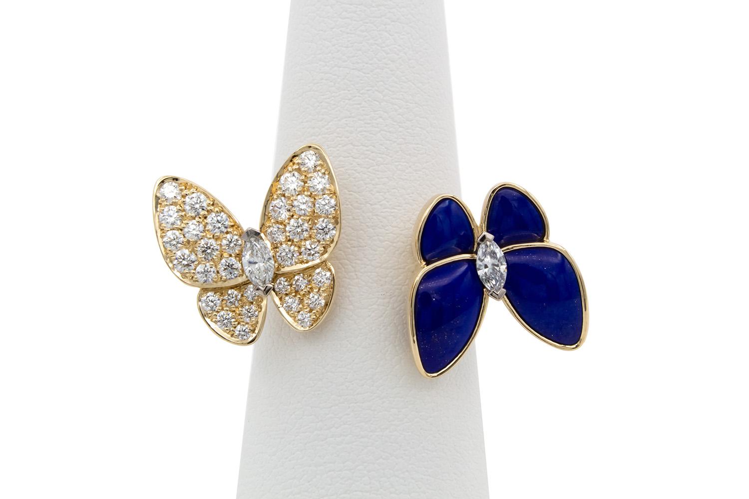 Van Cleef & Arpels Two Butterfly Between The Finger Ring Diamond Lapis Lazuli 2