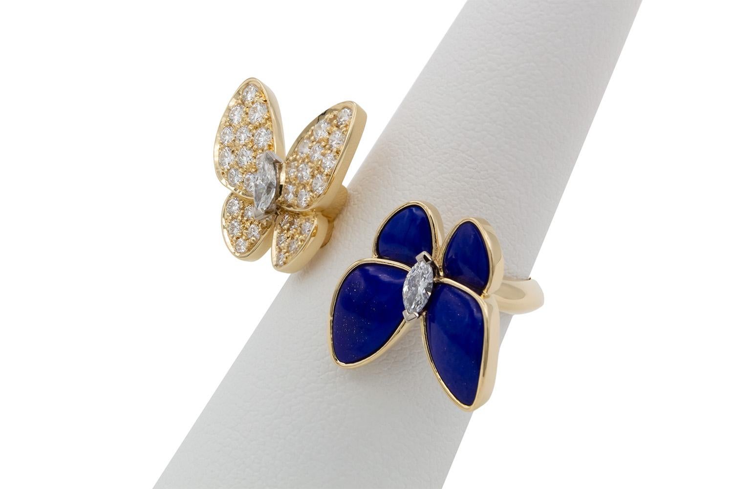 Van Cleef & Arpels Two Butterfly Between The Finger Ring Diamond Lapis Lazuli 3