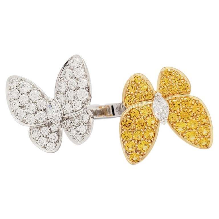 Van Cleef & Arpels Two Butterfly Between-the-Finger Ring For Sale