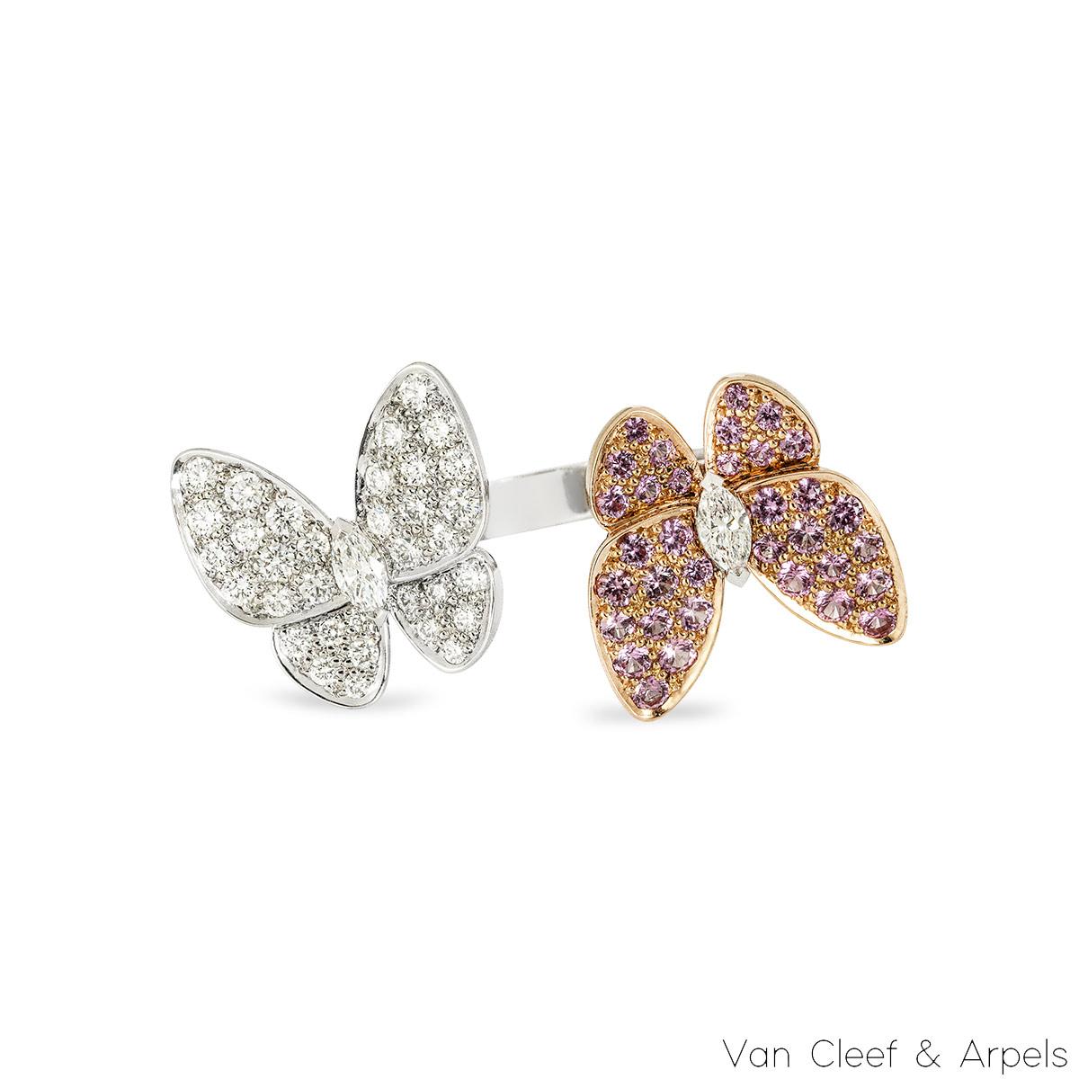 Van Cleef & Arpels Zwei Schmetterlinge zwischen den Fingern Ring Größe 55 VCARO3M500 (Brillantschliff) im Angebot