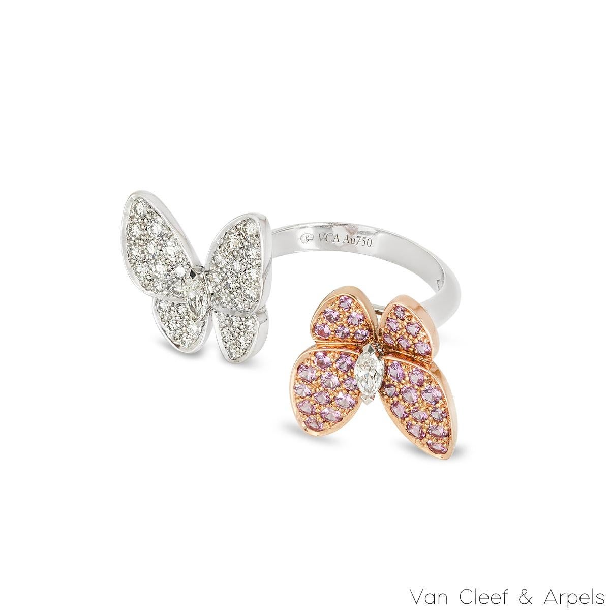 Van Cleef & Arpels Zwei Schmetterlinge zwischen den Fingern Ring Größe 55 VCARO3M500 im Zustand „Hervorragend“ im Angebot in Mayfair, London, London
