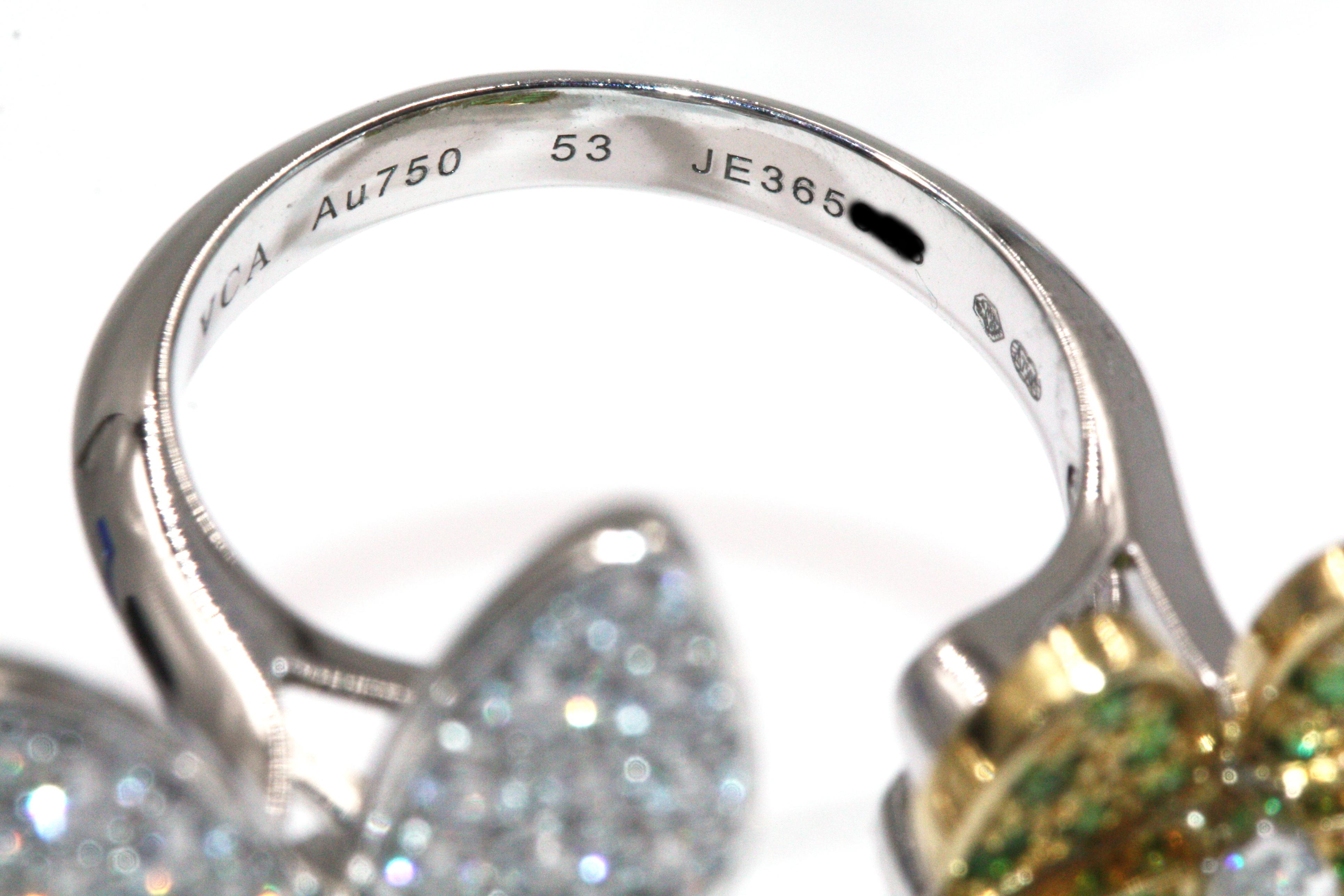 Women's Van Cleef & Arpels Two Butterfly Between the Finger Ring, Tsavorite, Diamond For Sale