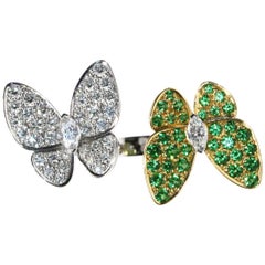 Van Cleef & Arpels Two Butterfly Between the Finger Ring, Tsavorite, Diamond