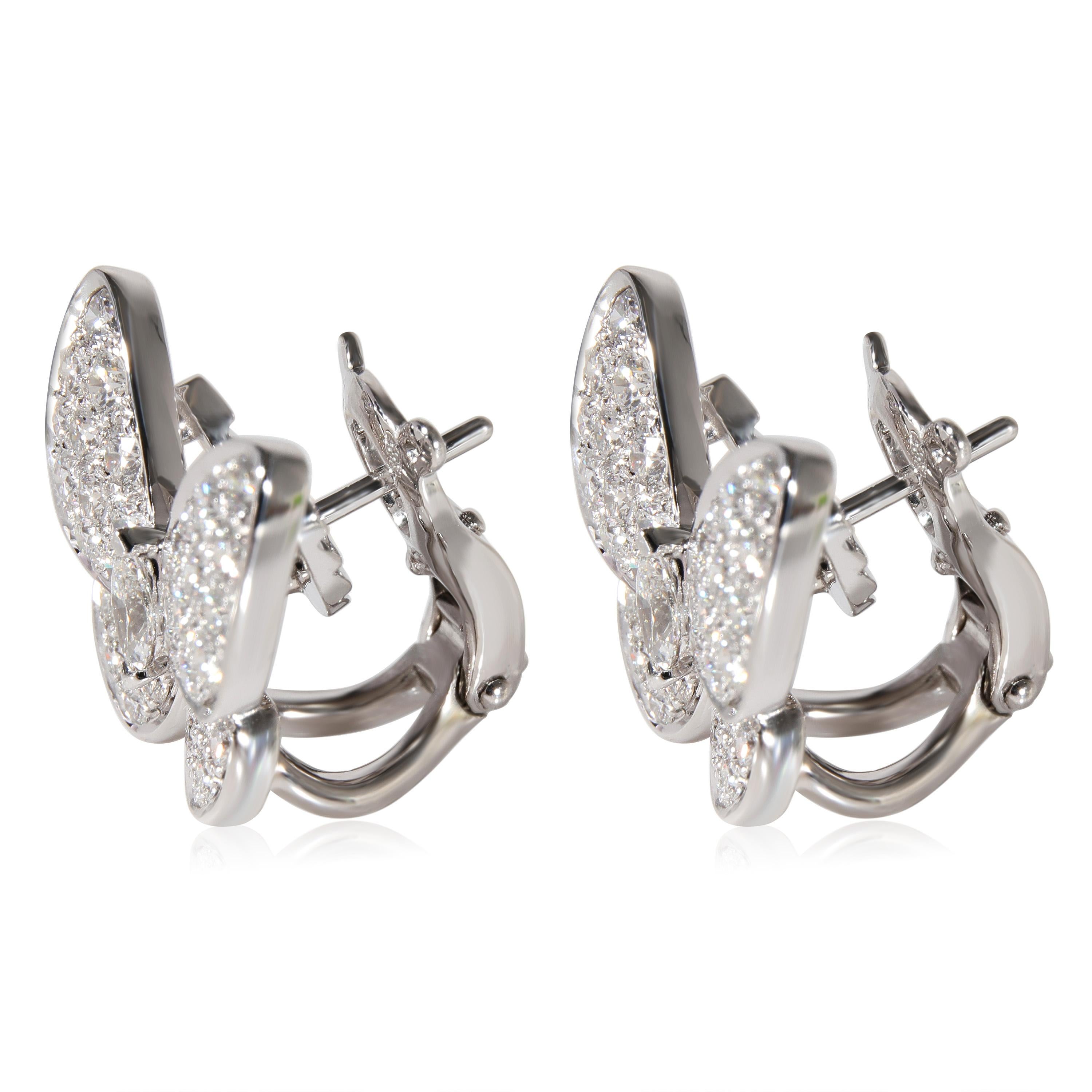 Women's Van Cleef & Arpels Two Butterfly Diamond Earrings in 18k White Gold 1.67 CTW